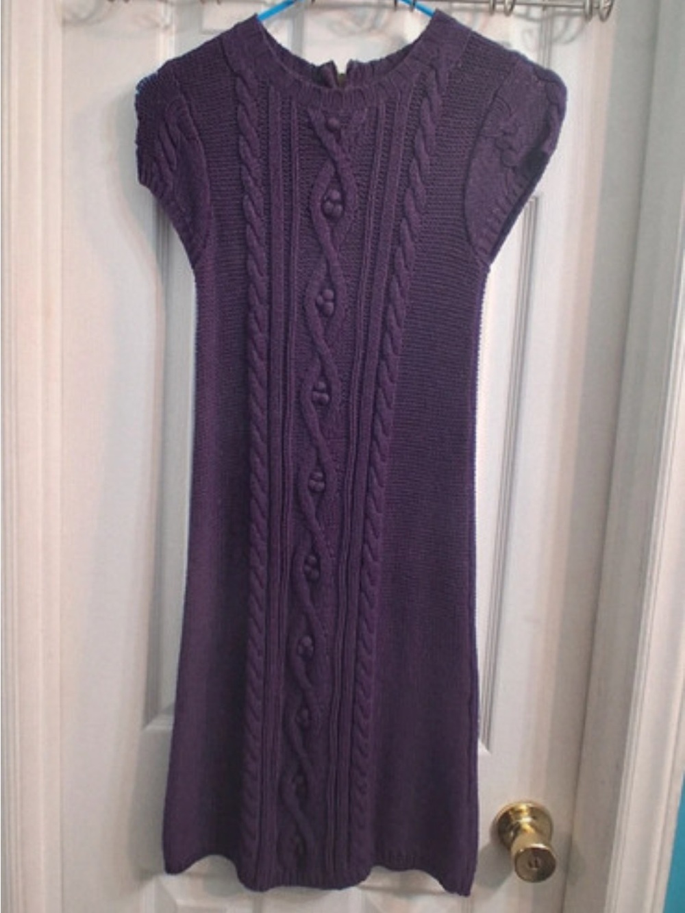Purple Cable Knit Sweater Dress